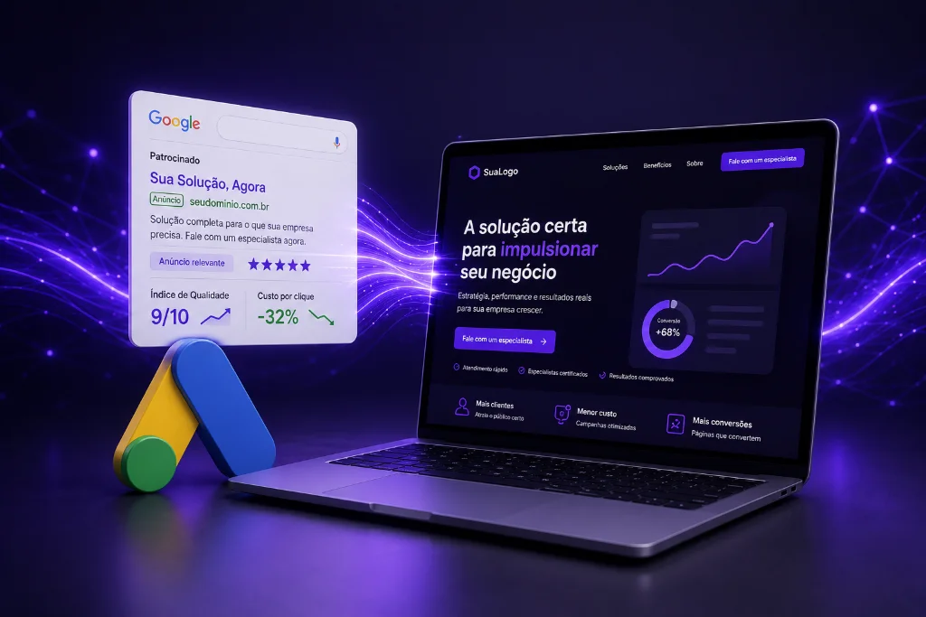 Gestão de Google Ads com landing page integrada